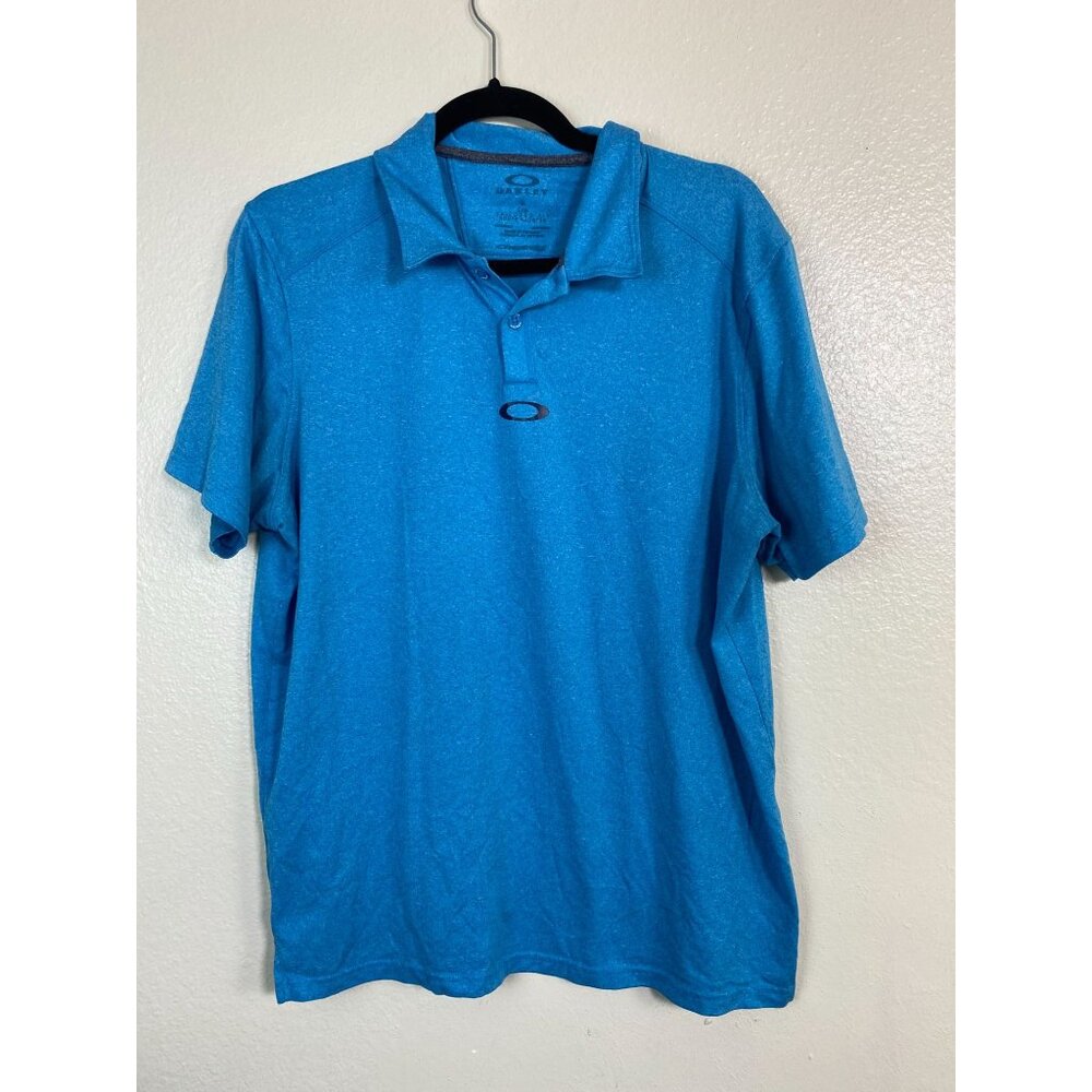Oakley Men Blue Polo Shirt Size Medium Golf performance Short Sleeve Lightweight